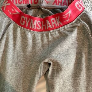 Gymshark Heather Gray Leggings with Vibrant Red Waistband